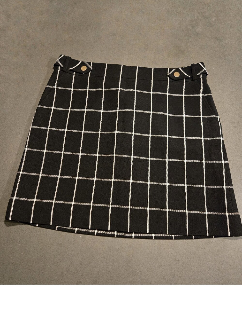 Loft Size 14 Windowpane Plaid  Black Skirt